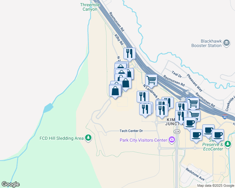 map of restaurants, bars, coffee shops, grocery stores, and more near in Summit County