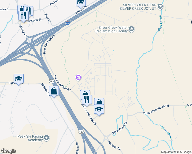 map of restaurants, bars, coffee shops, grocery stores, and more near 6622 Mountain Alder Way in Park City
