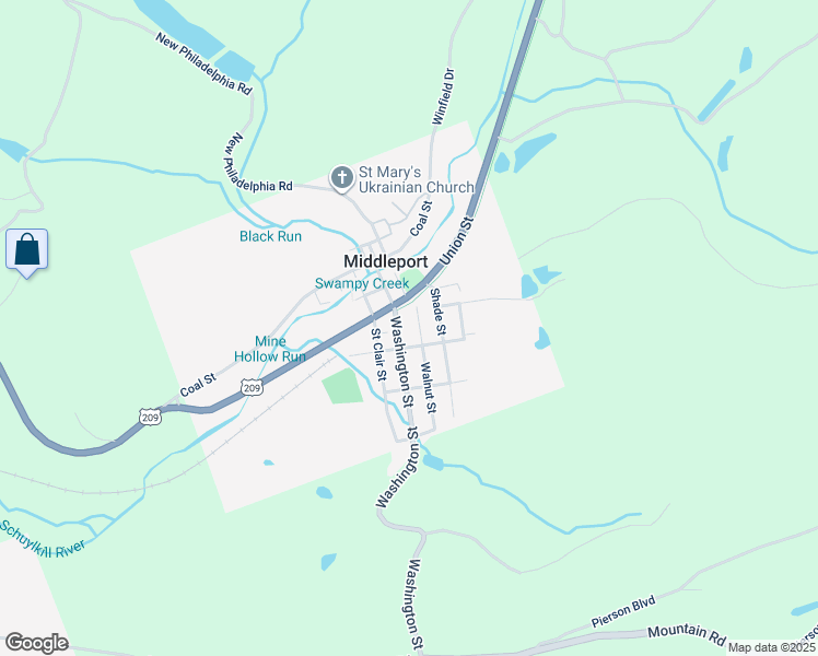 map of restaurants, bars, coffee shops, grocery stores, and more near 44 Washington Street in Middleport