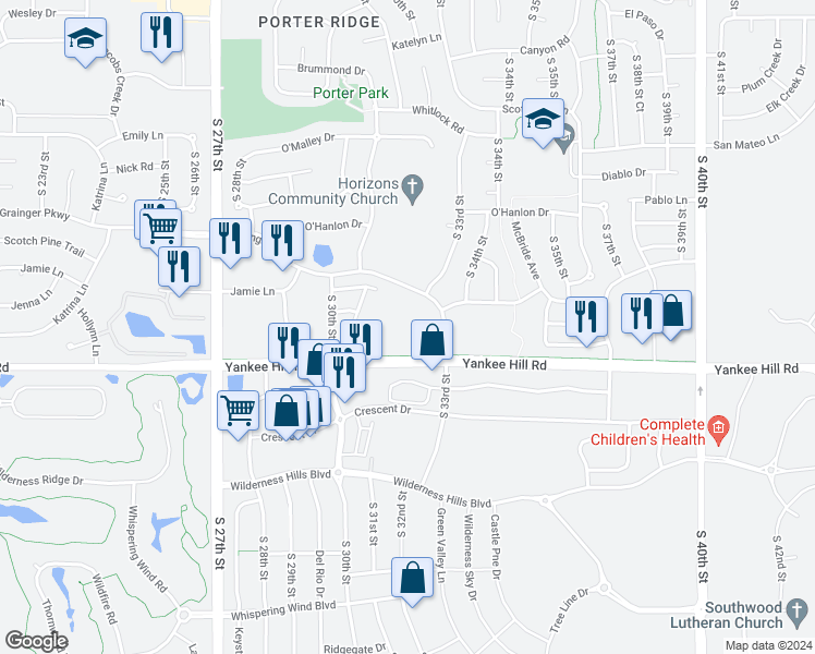 map of restaurants, bars, coffee shops, grocery stores, and more near 8401 South 33rd Street in Lincoln