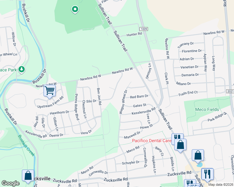 map of restaurants, bars, coffee shops, grocery stores, and more near 2356 Corn Crib Court in Easton