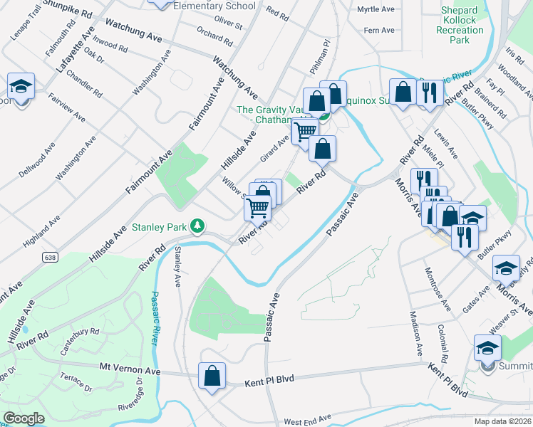 map of restaurants, bars, coffee shops, grocery stores, and more near 4 Schindler Court in Chatham