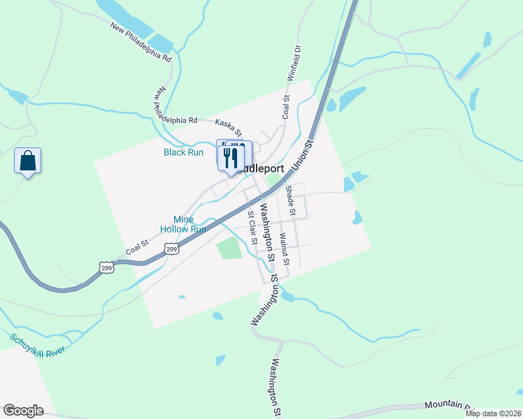 map of restaurants, bars, coffee shops, grocery stores, and more near 2 Walnut Street in Middleport