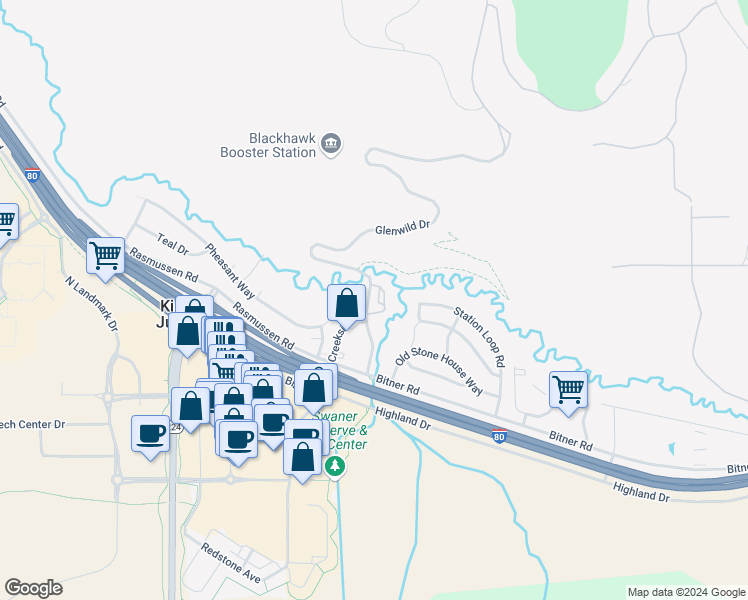 map of restaurants, bars, coffee shops, grocery stores, and more near 6637 Trout Creek Court in Park City