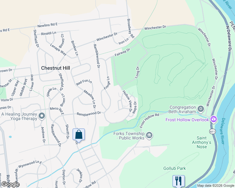 map of restaurants, bars, coffee shops, grocery stores, and more near 858 Baden Court in Easton