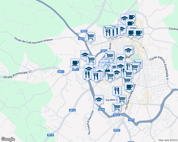 map of restaurants, bars, coffee shops, grocery stores, and more near 10 Viale Aldo Moro in Ostuni