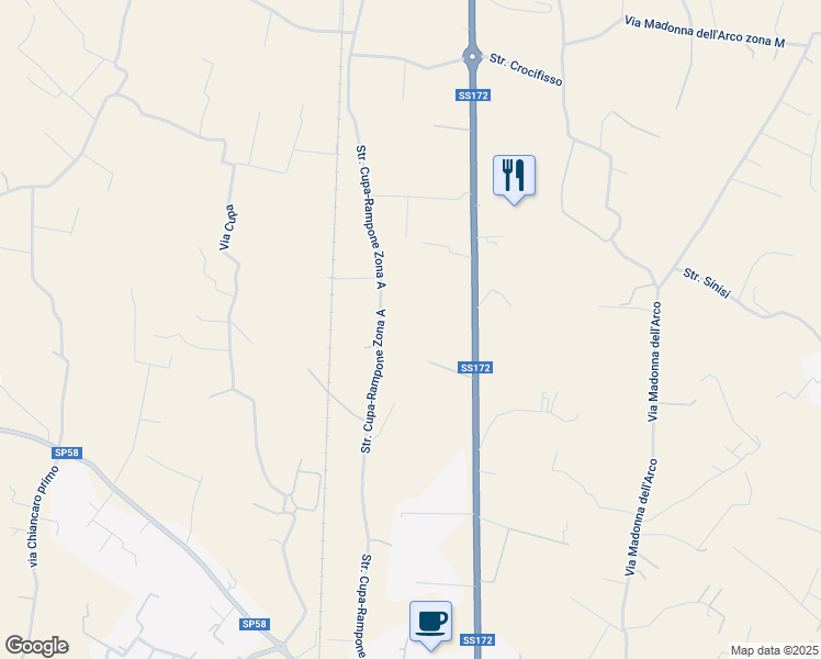 map of restaurants, bars, coffee shops, grocery stores, and more near 24 Strada Cupa-Rampone Zona A in Provincia di Taranto