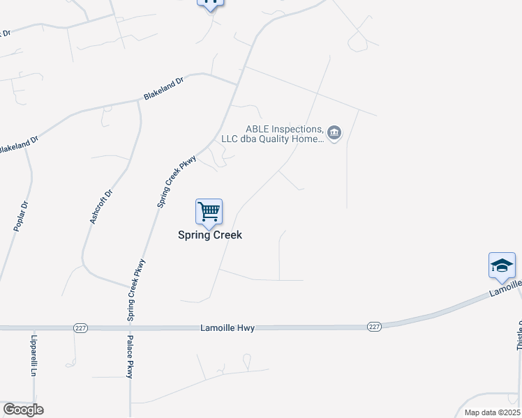map of restaurants, bars, coffee shops, grocery stores, and more near 517-523 Frisco Drive in Spring Creek
