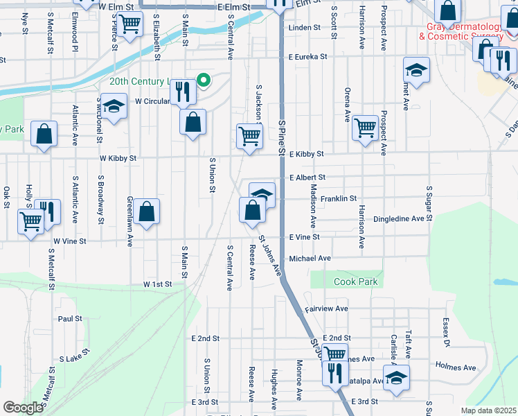 map of restaurants, bars, coffee shops, grocery stores, and more near 755 Saint Johns Avenue in Lima