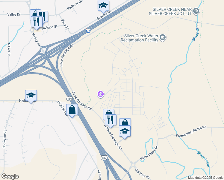 map of restaurants, bars, coffee shops, grocery stores, and more near 6562 Old Forest Drive in Park City