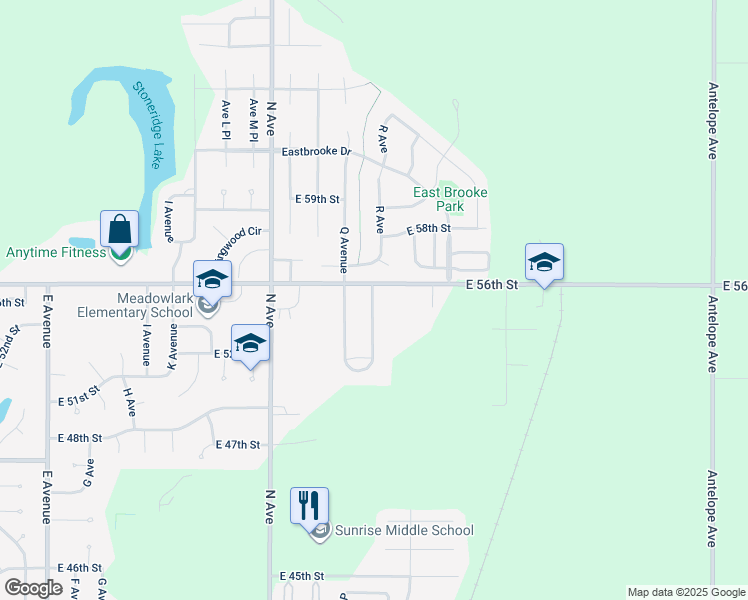 map of restaurants, bars, coffee shops, grocery stores, and more near 5531 East Saddlehorse Drive in Kearney