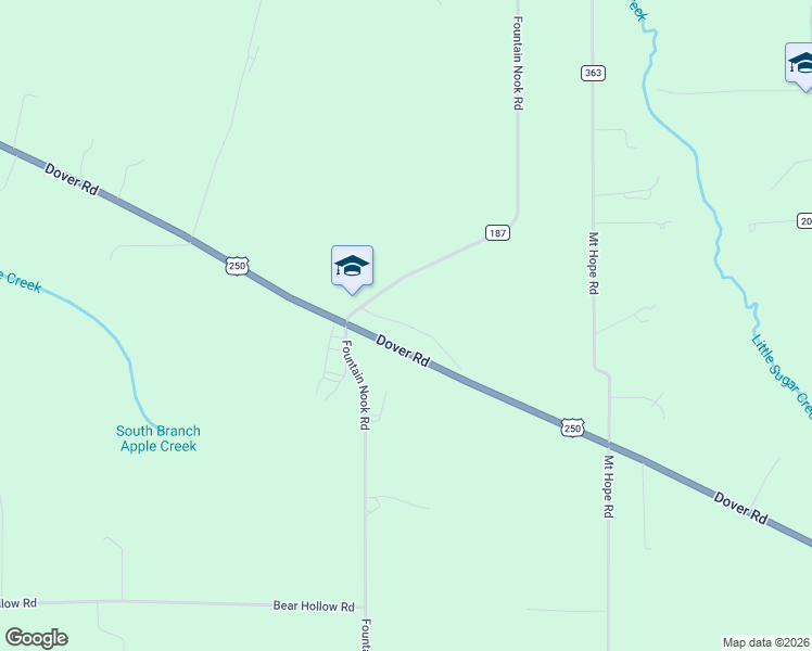 map of restaurants, bars, coffee shops, grocery stores, and more near 5828 Fountain Nook Road in Apple Creek