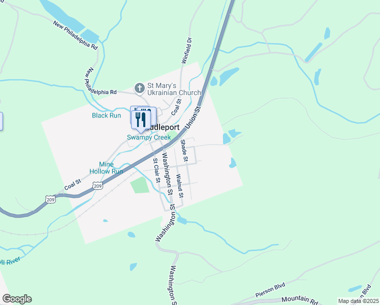 map of restaurants, bars, coffee shops, grocery stores, and more near 4 Shade Street in Middleport