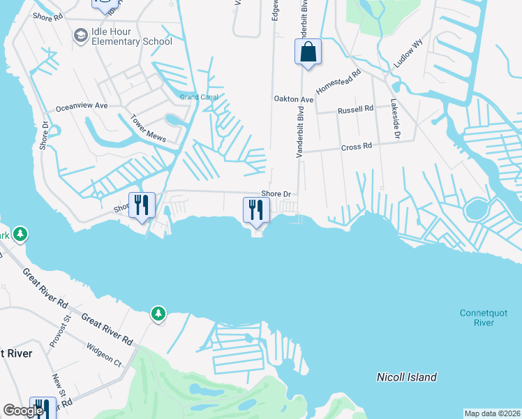 map of restaurants, bars, coffee shops, grocery stores, and more near 30 Consuelo Place in Oakdale