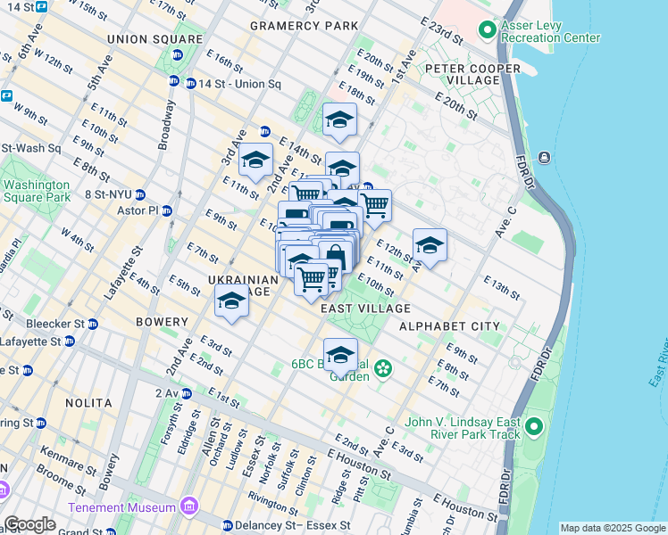 map of restaurants, bars, coffee shops, grocery stores, and more near in New York
