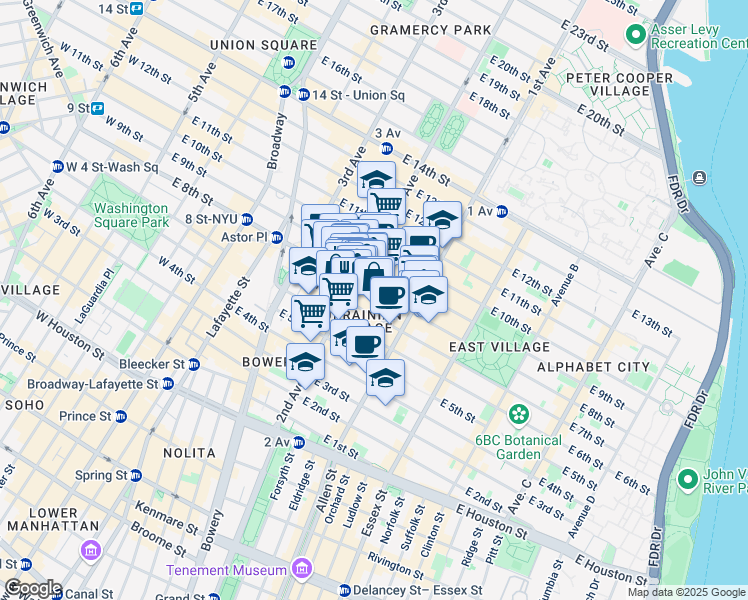 map of restaurants, bars, coffee shops, grocery stores, and more near 36 Saint Marks Place in New York