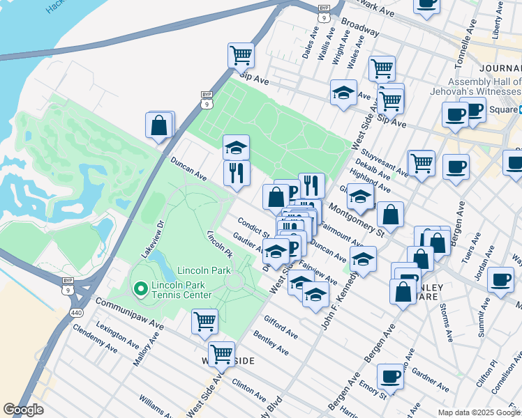 map of restaurants, bars, coffee shops, grocery stores, and more near 226 Duncan Avenue in Jersey City