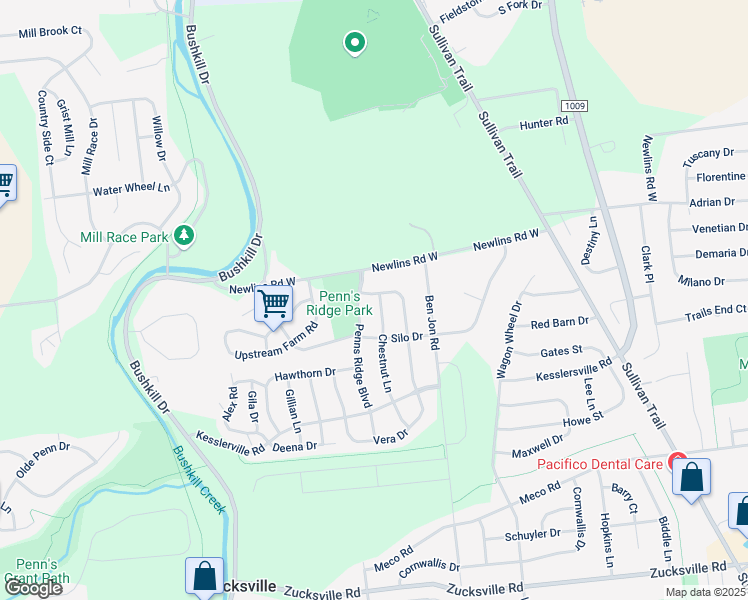 map of restaurants, bars, coffee shops, grocery stores, and more near 2785 Hickory Drive in Easton