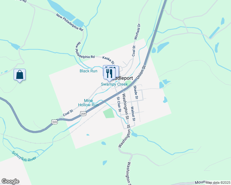 map of restaurants, bars, coffee shops, grocery stores, and more near 16 2nd Street in Middleport