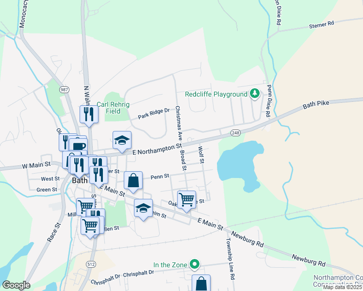 map of restaurants, bars, coffee shops, grocery stores, and more near 248 Broad Street in Bath