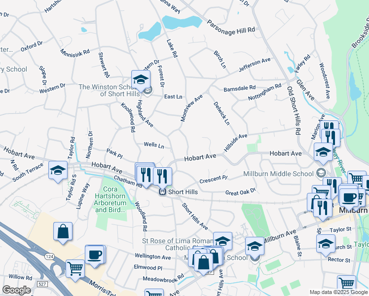 map of restaurants, bars, coffee shops, grocery stores, and more near 9 Gapview Road in Essex County
