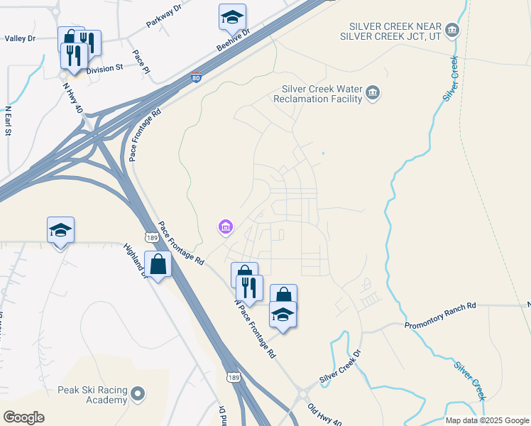 map of restaurants, bars, coffee shops, grocery stores, and more near 6714 Bluestem Lane in Park City