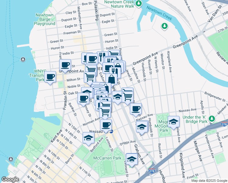 map of restaurants, bars, coffee shops, grocery stores, and more near in Brooklyn