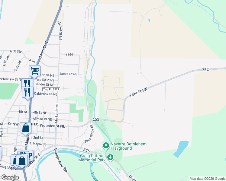 map of restaurants, bars, coffee shops, grocery stores, and more near 8200 Ann St SW in Navarre