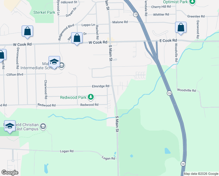 map of restaurants, bars, coffee shops, grocery stores, and more near in Mansfield