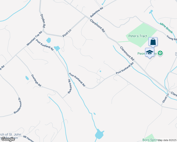 map of restaurants, bars, coffee shops, grocery stores, and more near 73-3 Post Kunhardt Road in Bernardsville
