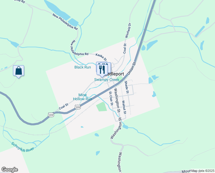 map of restaurants, bars, coffee shops, grocery stores, and more near 16 2nd Street in Middleport