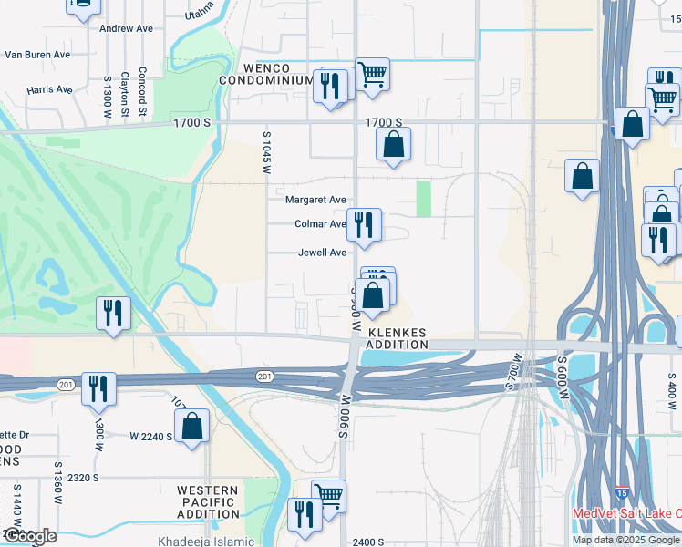map of restaurants, bars, coffee shops, grocery stores, and more near 1950 South 900 West in Salt Lake City