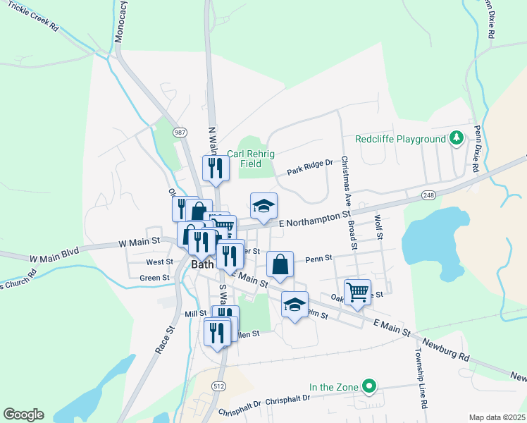 map of restaurants, bars, coffee shops, grocery stores, and more near 228 Fountain Street in Bath