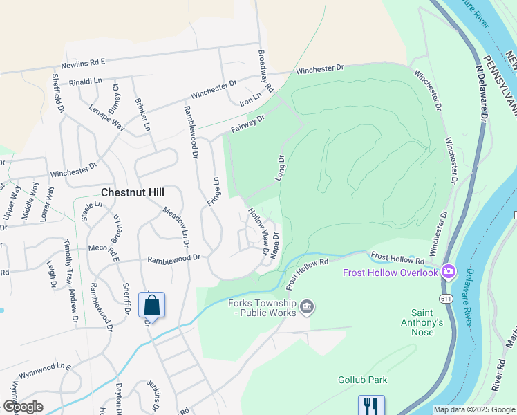 map of restaurants, bars, coffee shops, grocery stores, and more near 2529 Napa Drive in Easton