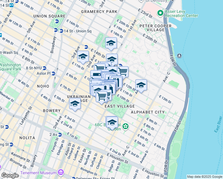 map of restaurants, bars, coffee shops, grocery stores, and more near in New York