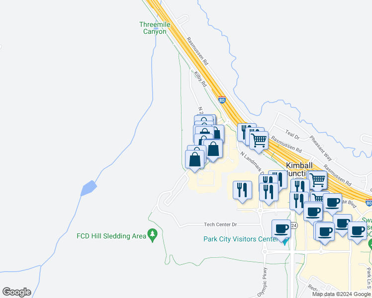 map of restaurants, bars, coffee shops, grocery stores, and more near in Summit County