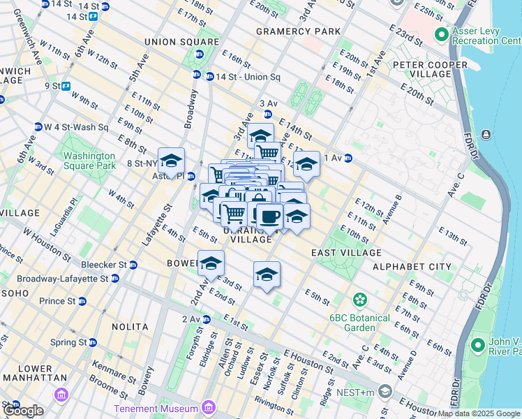 map of restaurants, bars, coffee shops, grocery stores, and more near in New York