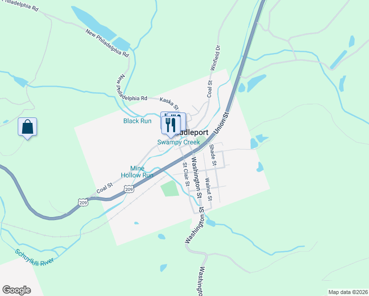 map of restaurants, bars, coffee shops, grocery stores, and more near 16 2nd Street in Middleport