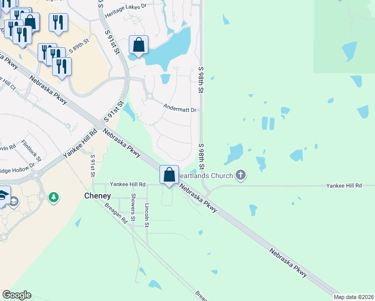 map of restaurants, bars, coffee shops, grocery stores, and more near 8211 South 97th Street in Lincoln