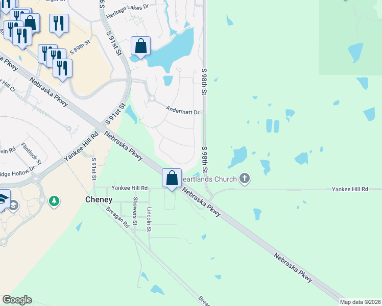 map of restaurants, bars, coffee shops, grocery stores, and more near 8211 South 97th Street in Lincoln