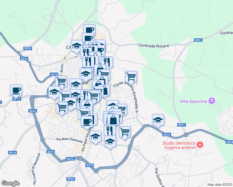 map of restaurants, bars, coffee shops, grocery stores, and more near 14 Via Camillo Porzio in Ostuni