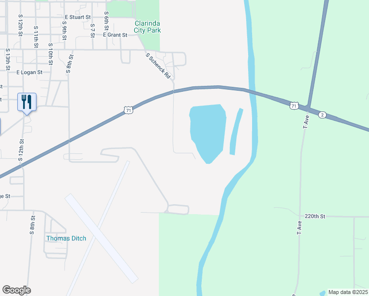 map of restaurants, bars, coffee shops, grocery stores, and more near in Clarinda