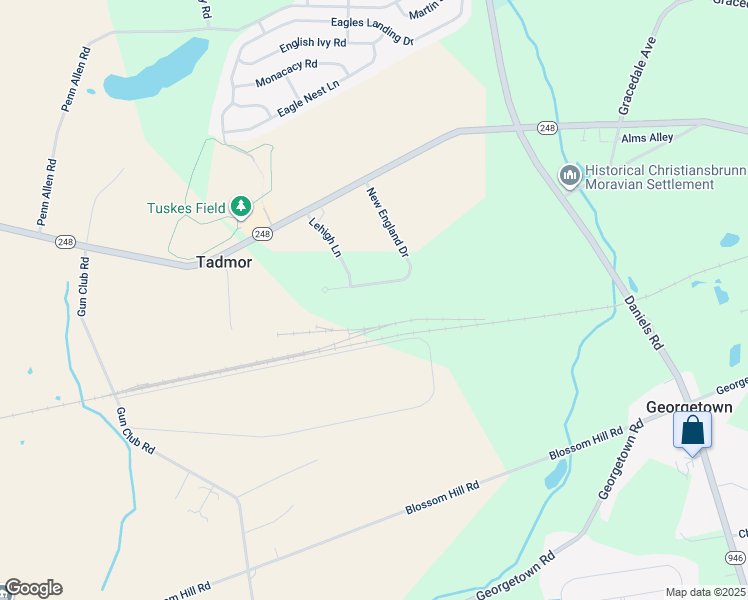 map of restaurants, bars, coffee shops, grocery stores, and more near 2720 New England Drive in Nazareth