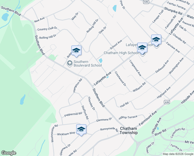 map of restaurants, bars, coffee shops, grocery stores, and more near 1 Joanna Way in Chatham Township