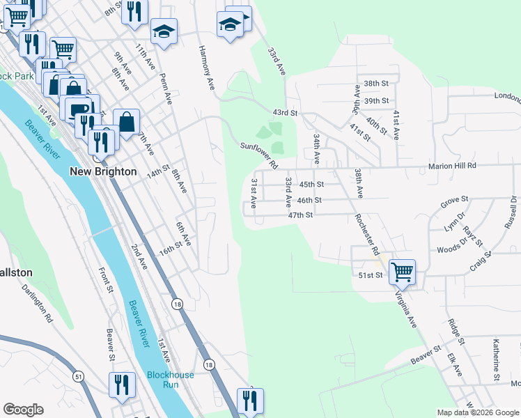 map of restaurants, bars, coffee shops, grocery stores, and more near 4705 31st Avenue in New Brighton