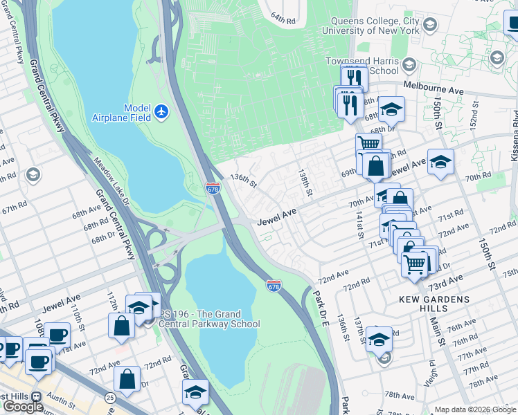 map of restaurants, bars, coffee shops, grocery stores, and more near in Queens