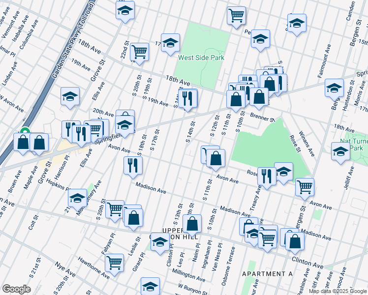 map of restaurants, bars, coffee shops, grocery stores, and more near in Newark