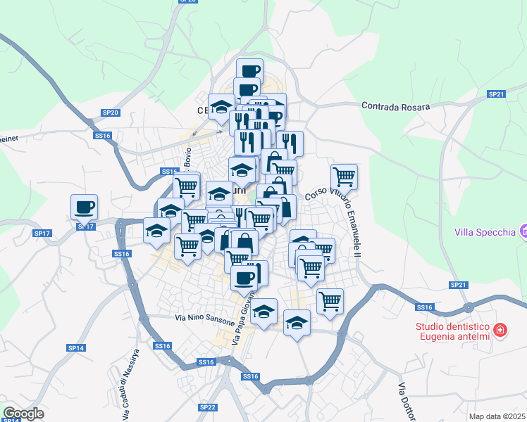 map of restaurants, bars, coffee shops, grocery stores, and more near 206 Corso Giuseppe Garibaldi in Ostuni