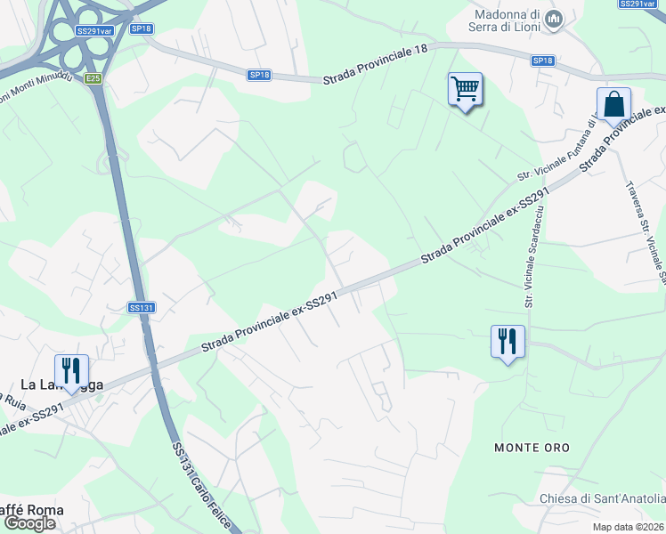 map of restaurants, bars, coffee shops, grocery stores, and more near in Città metropolitana di Sassari