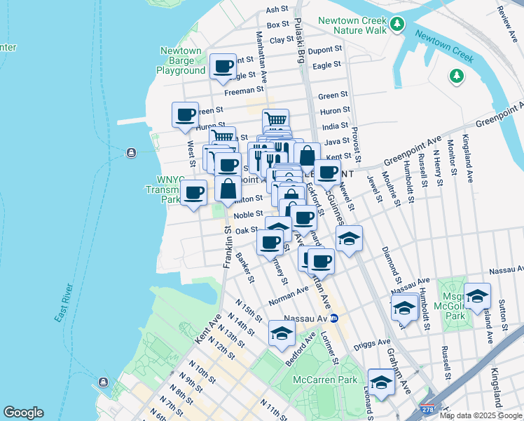 map of restaurants, bars, coffee shops, grocery stores, and more near in Brooklyn